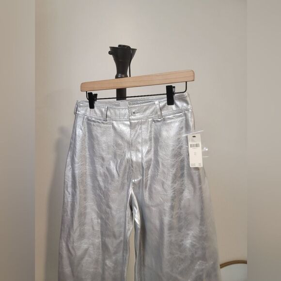 Anthropologie The Ettie High-Rise Crop Wide-Leg Pants by Maeve: Metallic 27 new - Picture 2 of 10